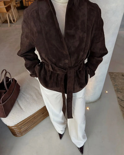 Chaqueta retro de ante de manga larga - Valentina