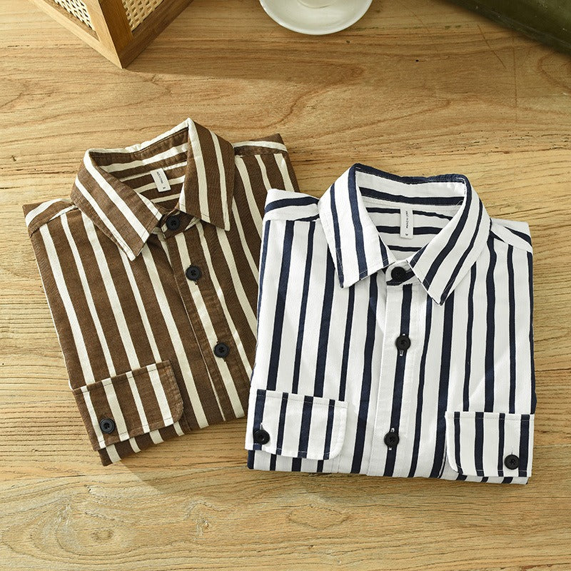 Camisa casual para hombre de algodón a rayas estilo relajado - Damián