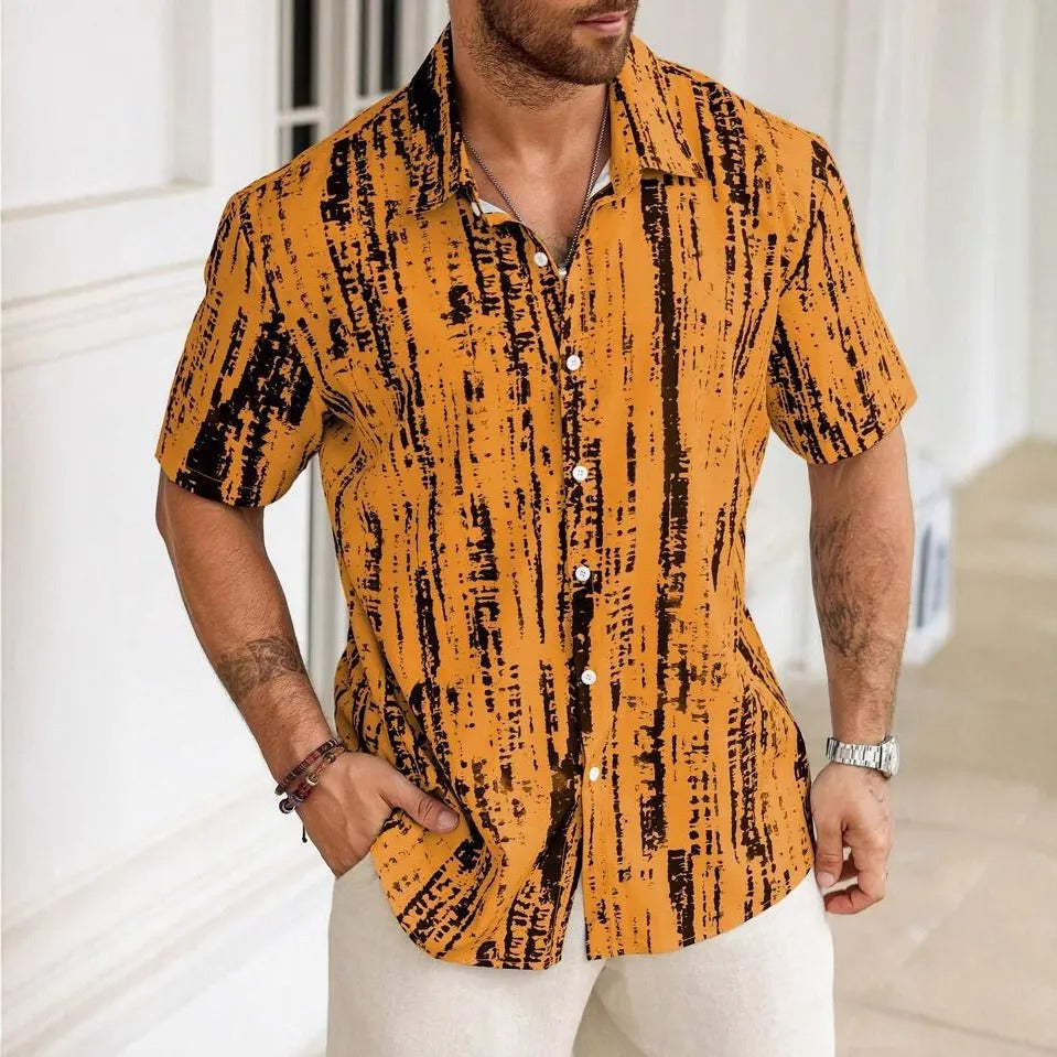 Camisa para hombre viscosa con estampado abstracto estilo casual - Mateo