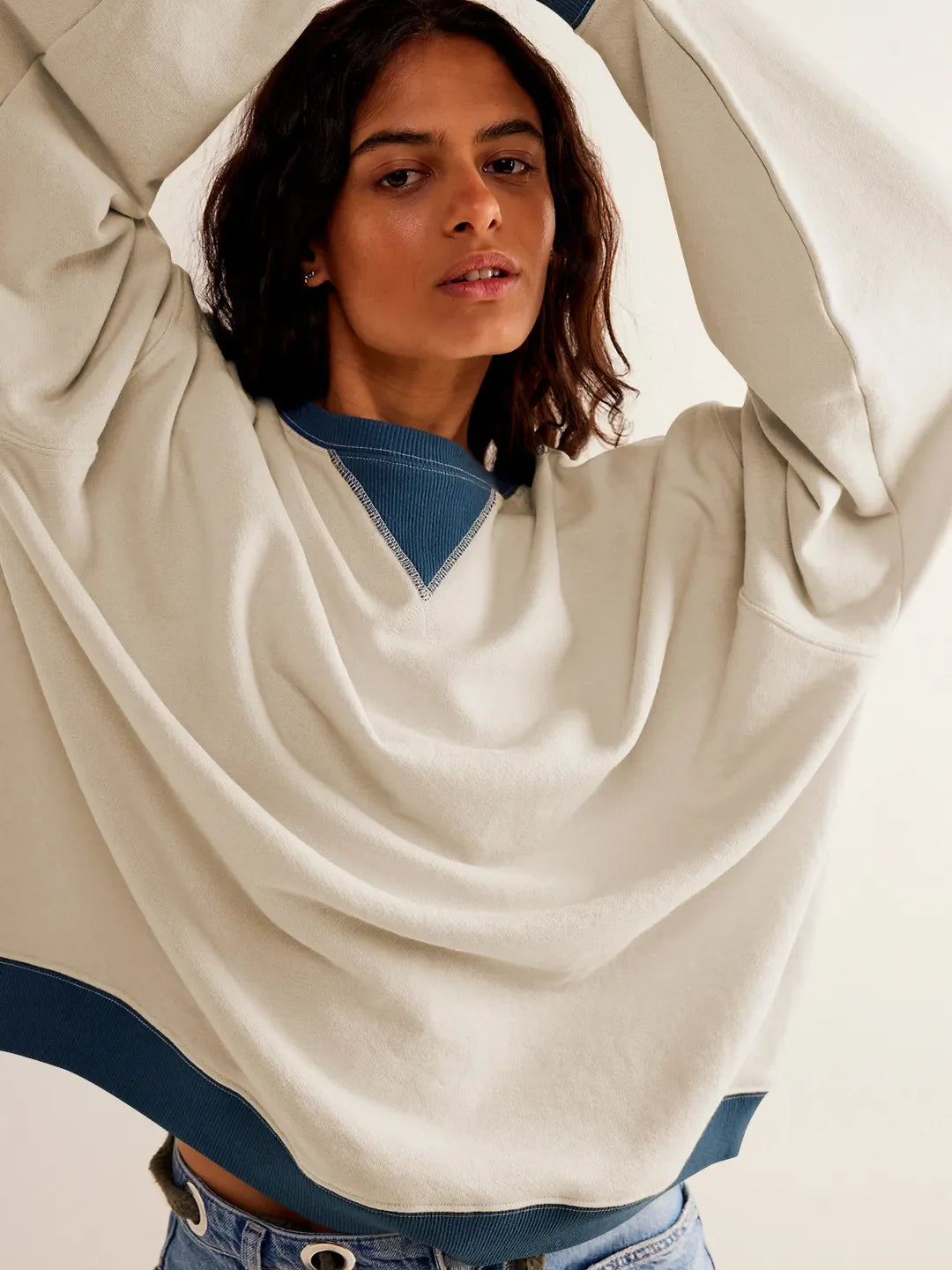 Linda - Suéter de colores con mangas farol Casual