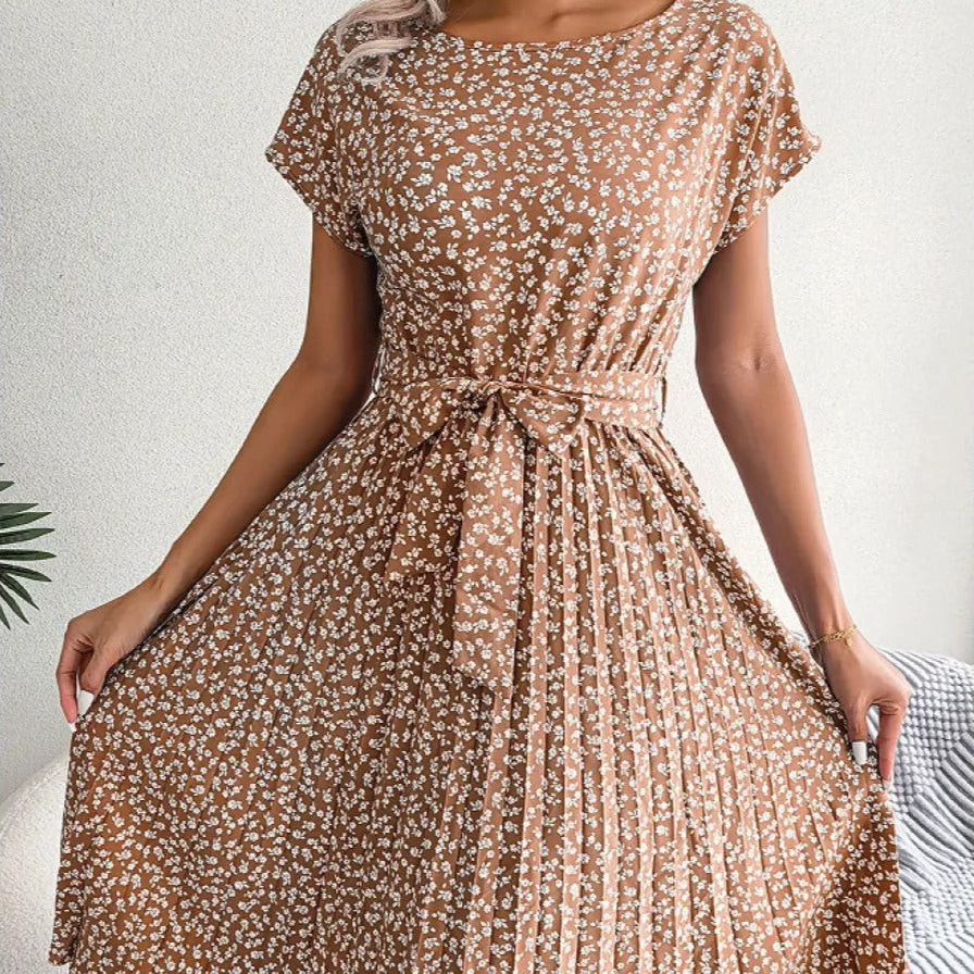 Vestido midi para mujer floral plisado estilo casual - Julieta