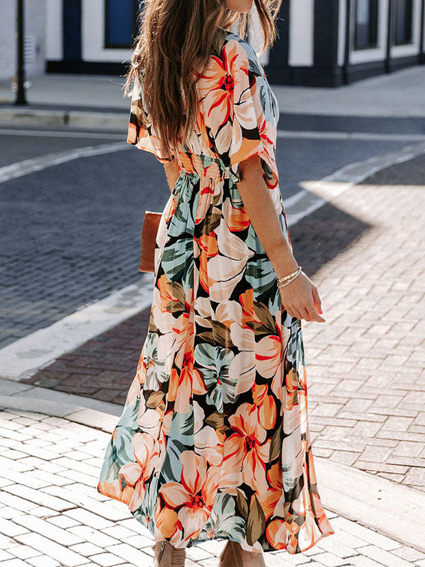 Karina - Vestido estampado con escote en V para mujer