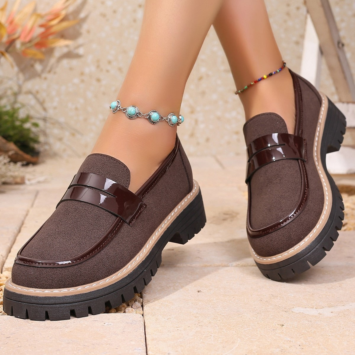 Mocasines mujer acabado mate con plataforma chunky - Rebeca