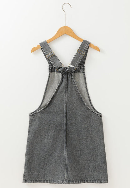 Ariane - Vestido peto vaquero con tirantes anchos y botones