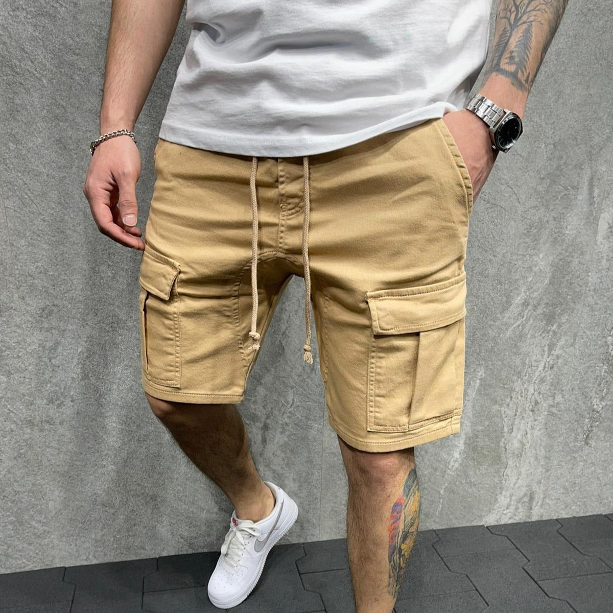 Pantalones cortos para hombre de algodón con bolsillos estilo cargo - Dario