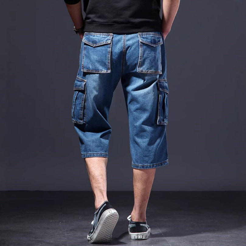 Pantalones cortos para hombre denim multibolsillo estilo cargo - Damián
