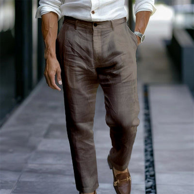 Pantalón hombre lino recto blanco estilo casual elegante - Adriano