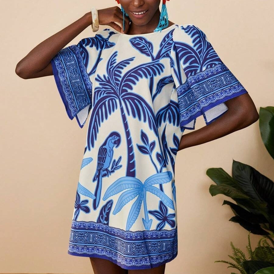 Vestido corto para mujer estampado floral estilo étnico - Nayeli