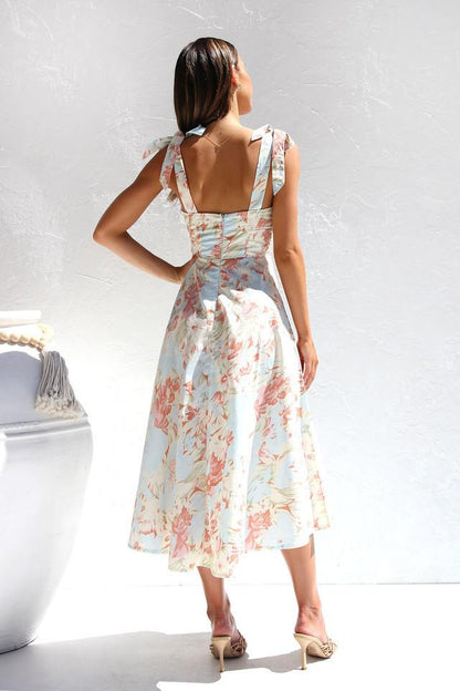 Andrea - Vestido midi estampado con tirantes