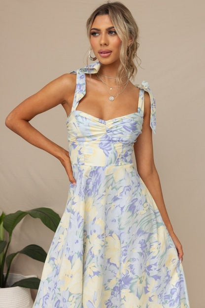 Andrea - Vestido midi estampado con tirantes