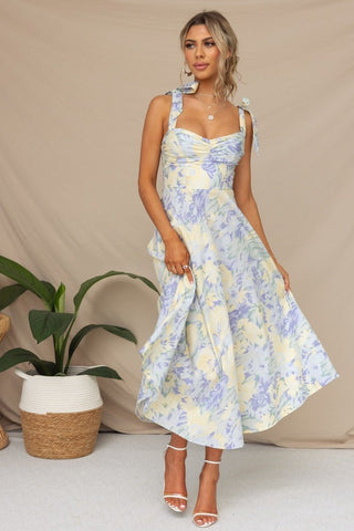 Andrea - Vestido midi estampado con tirantes