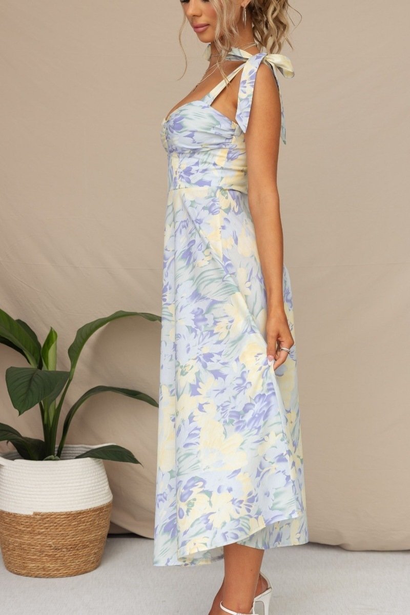 Andrea - Vestido midi estampado con tirantes