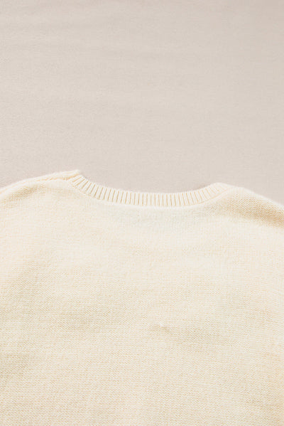 Anne - Jersey de punto floral con bordes acanalados