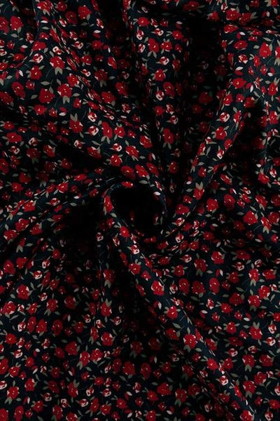 Bertha - Vestido Midi con Cuello en V y Flores