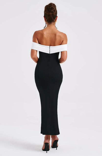 Lina - Vestido elegante largo color negro