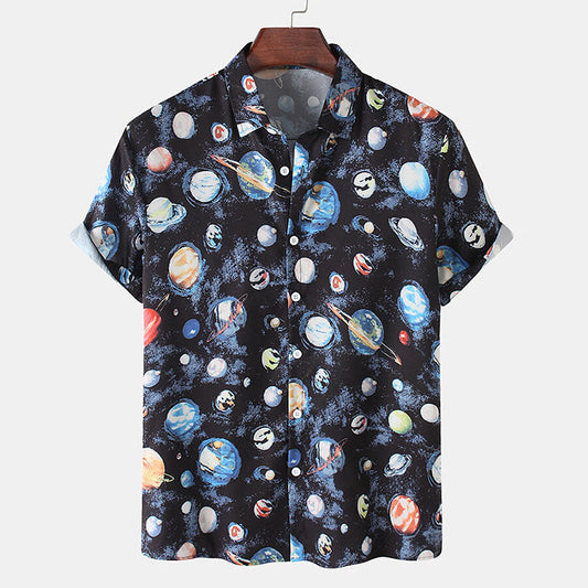 Camisa de manga corta para hombre con lunares y aspecto retro