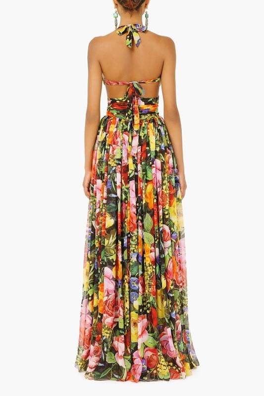 Anastasia - Vestido maxi estampado con cuello halterneck