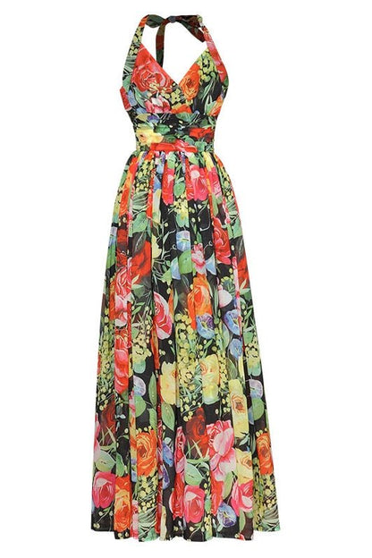 Anastasia - Vestido maxi estampado con cuello halterneck