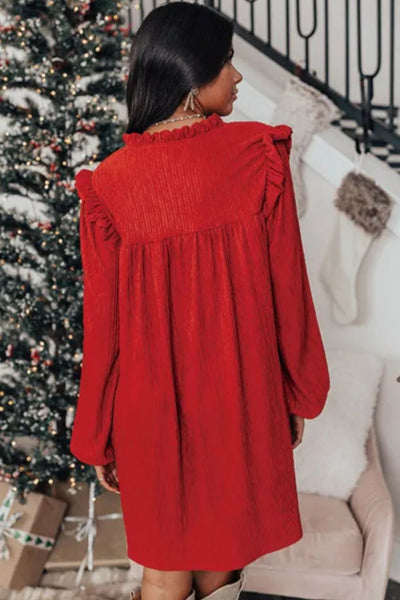 Danissa - Vestido de manga larga con volantes y muescas