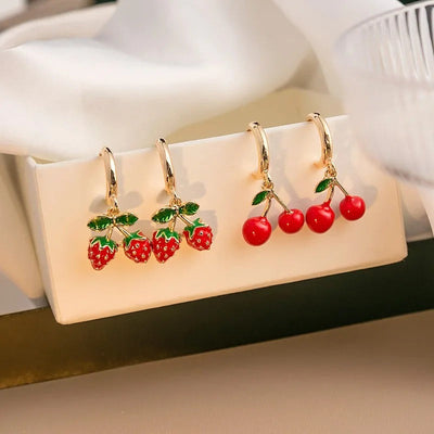 Pendientes Mujer Fruta Colgante Esmaltada Dorados - Amelie