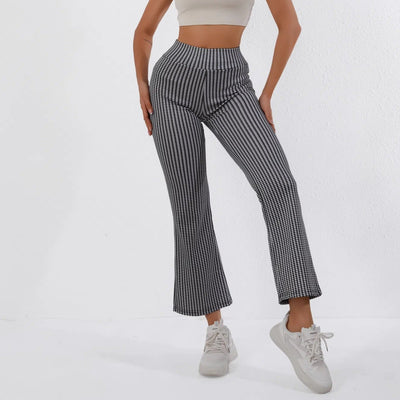 Pantalón acampanado para mujer de tejido elástico con estampado clásico - Renata