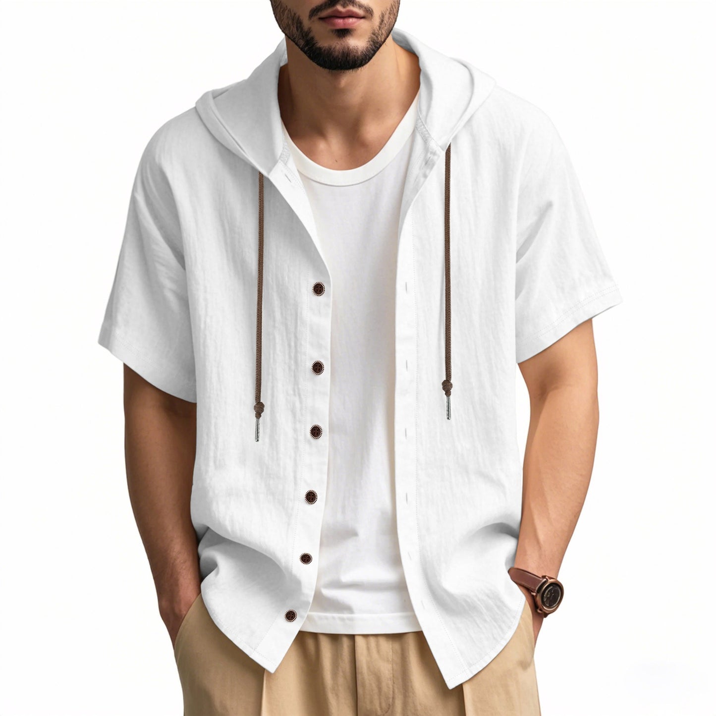 Camisa casual hombre con capucha algodón estilo relajado - Elías