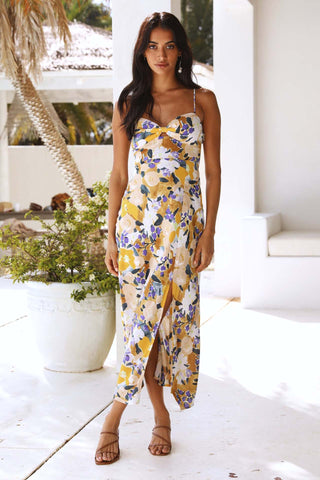 Paula - Vestido de verano maxi estampado con abertura