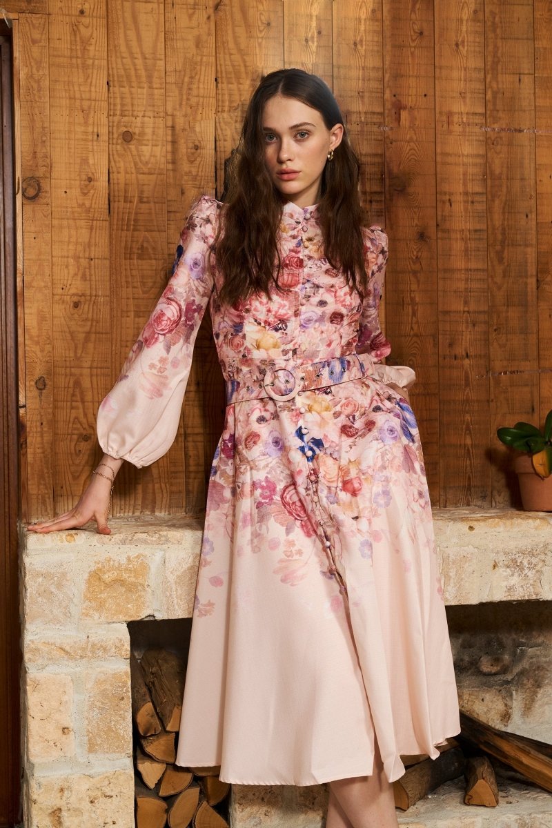 Flora - Vestido camisero midi con estampado floral