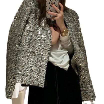Tella - Blazer de lentejuelas de moda para mujer con efecto brillante
