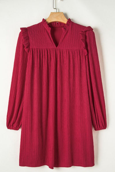 Danissa - Vestido de manga larga con volantes y muescas