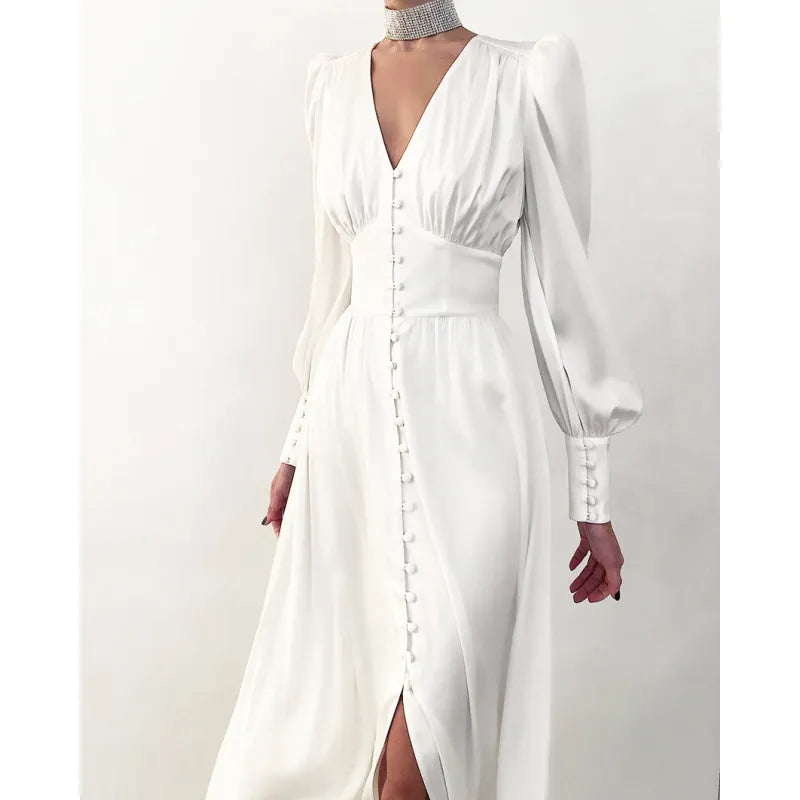 Jena - Vestido entallado con mangas farol