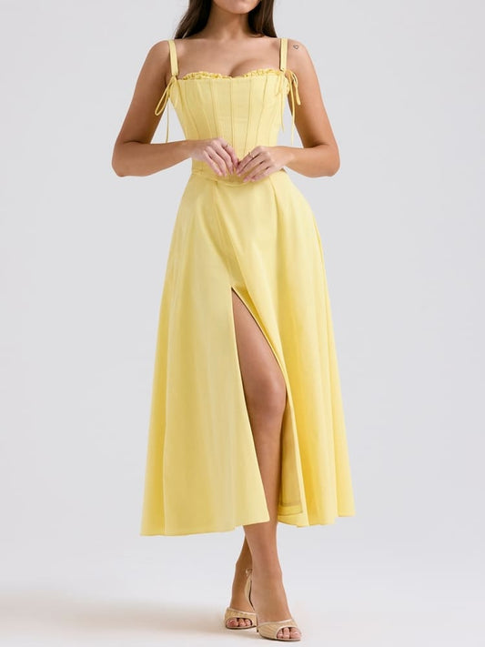 Emily - Vestido amarillo casual y femenino de dama