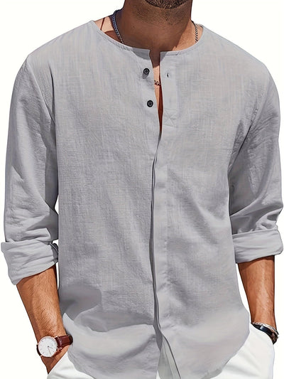 Leon - Camisa de playa informal, vaporosa y elegante para hombre