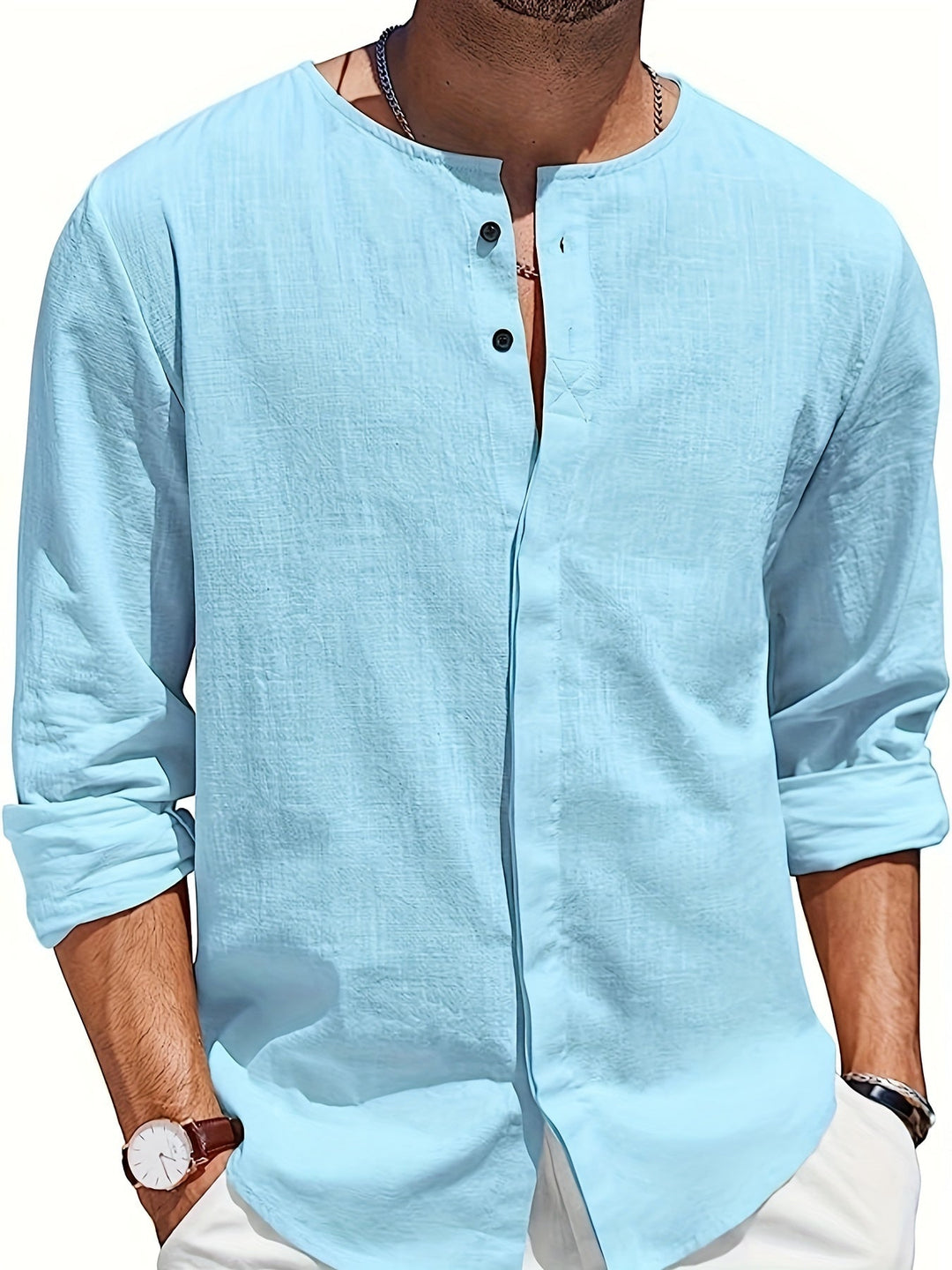 Leon - Camisa de playa informal, vaporosa y elegante para hombre