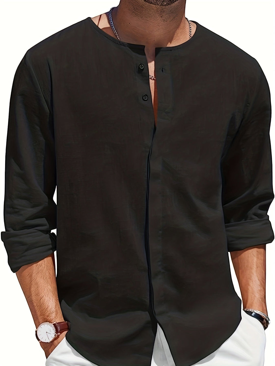 Leon - Camisa de playa informal, vaporosa y elegante para hombre
