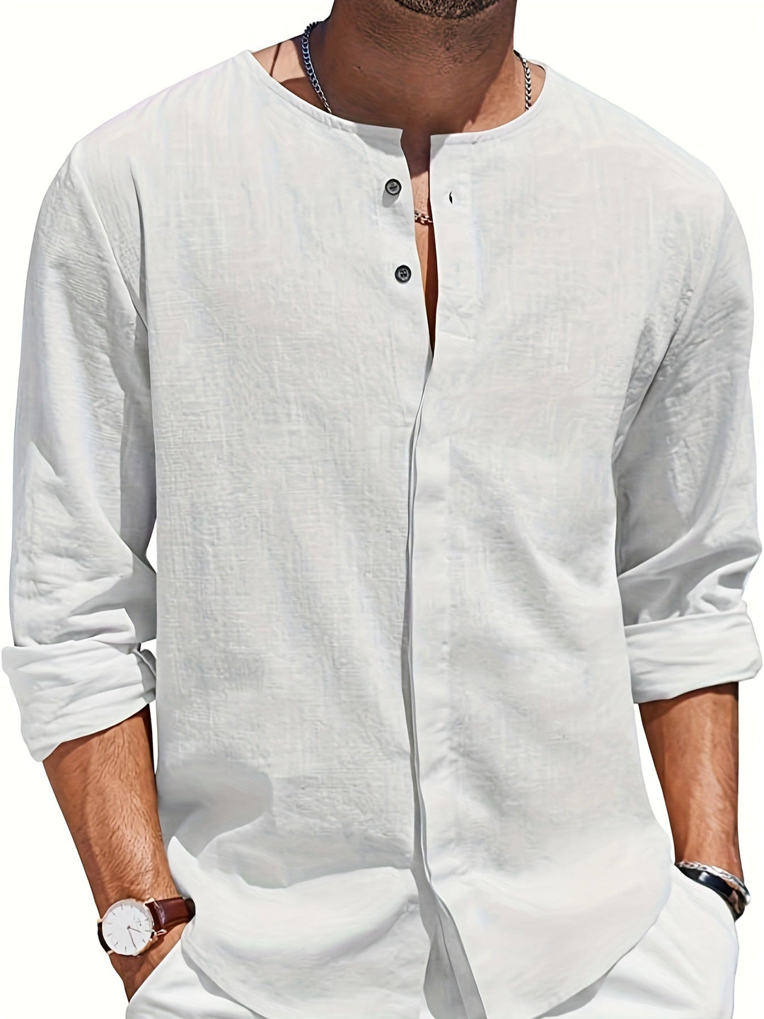 Leon - Camisa de playa informal, vaporosa y elegante para hombre