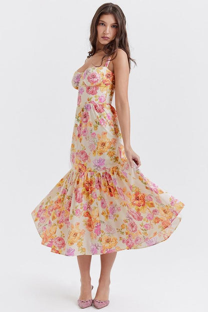 Cottie Vestido midi acampanado estampado