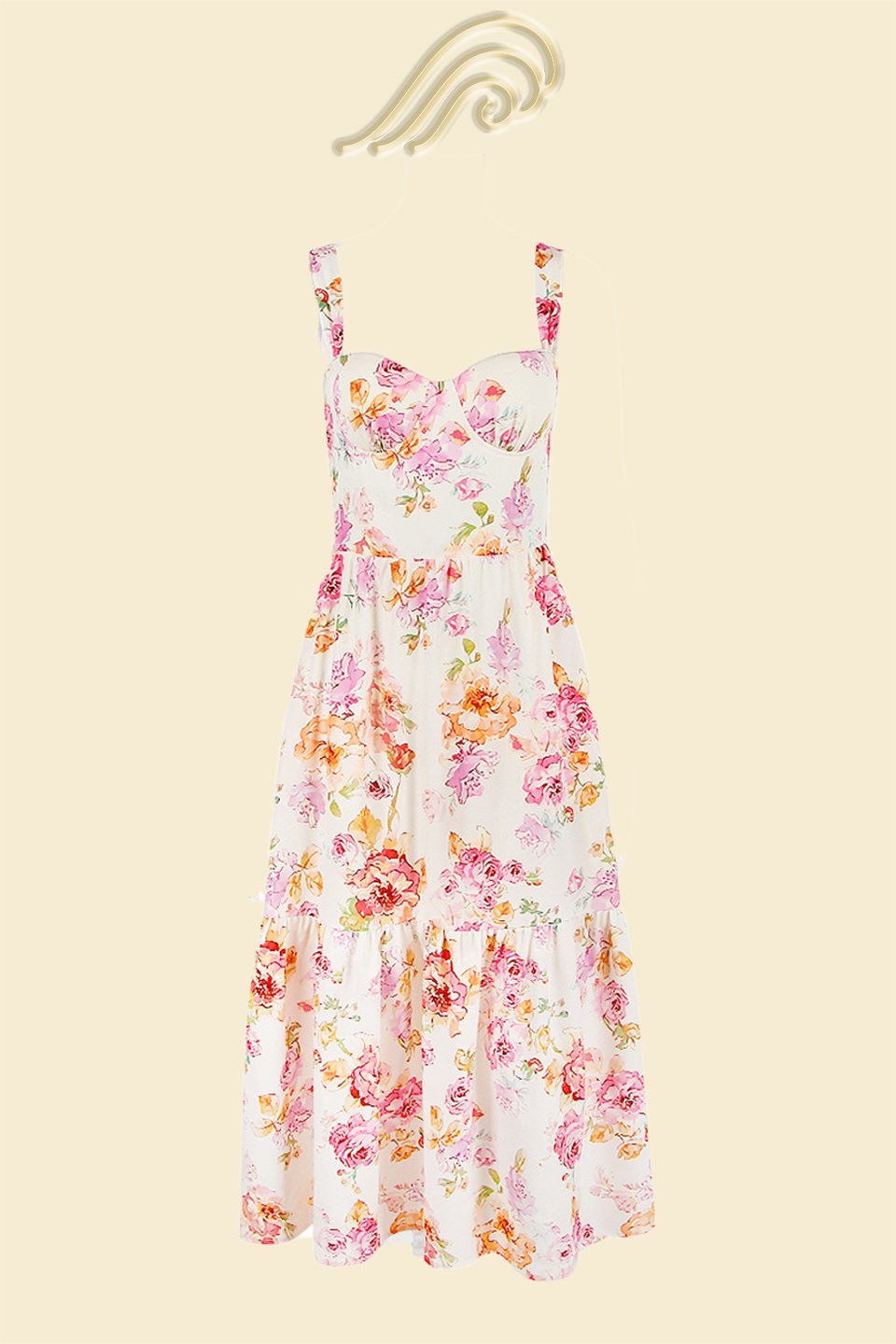 Cottie - Vestido midi acampanado estampado