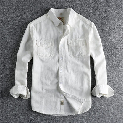 Camisa casual hombre bolsillos frontales estilo recto - Elías