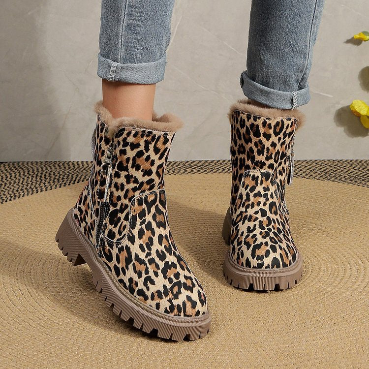 Botas de invierno para mujer con estampado animal y forro calido - Yuliana