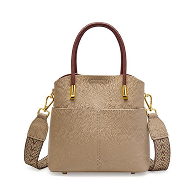 Bolso bucket para mujer de piel granulada con asa doble - Emilia