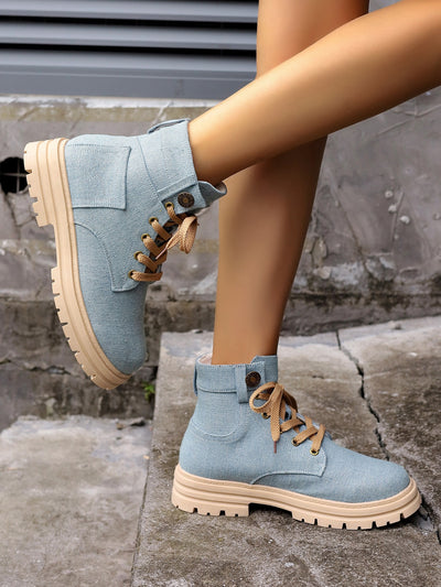 Botines casuales mujer lona texturizada estilo urbano - Martina