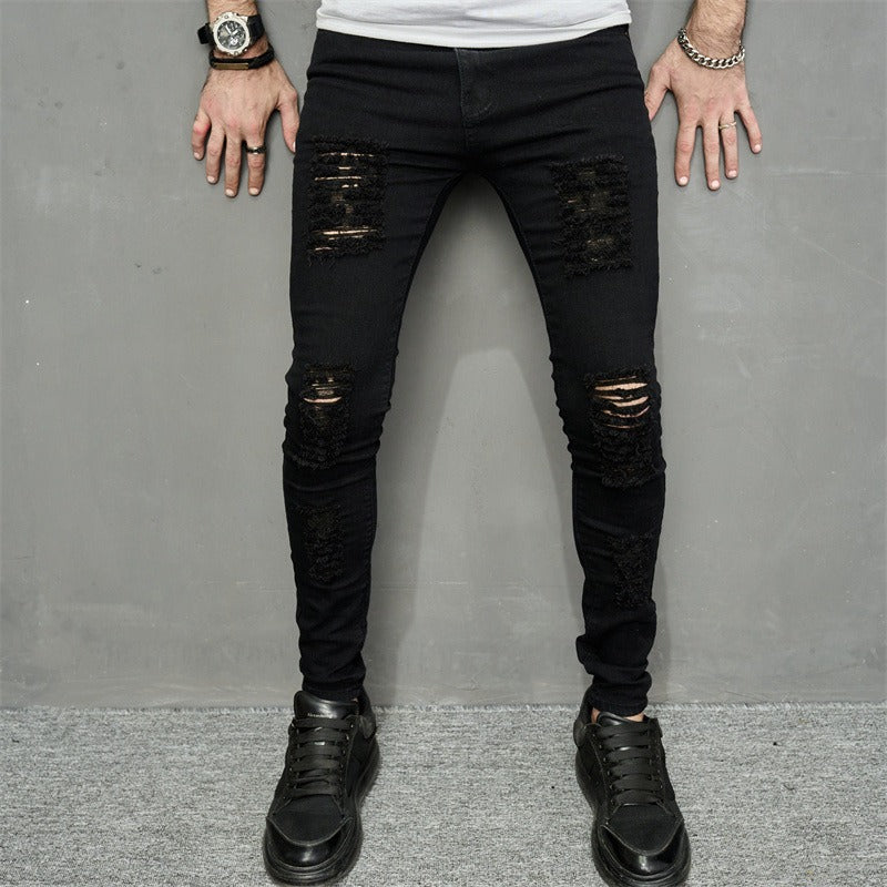 Pantalones vaqueros hombre denim rasgado estilo pitillo - Iván