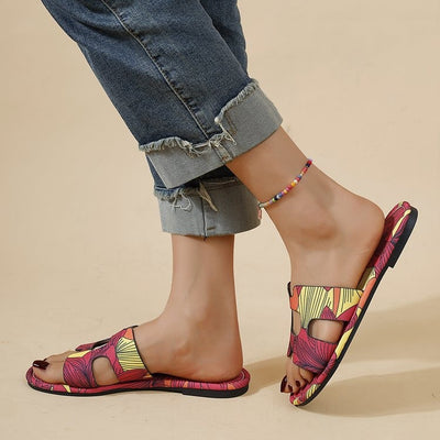 Sandalias planas mujer diseño tropical multicolor - Kaia