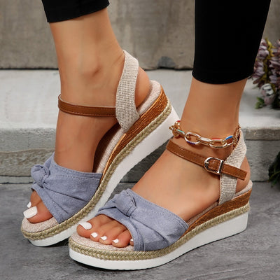 Sandalias plataforma mujer punta abierta yute denim - Isela