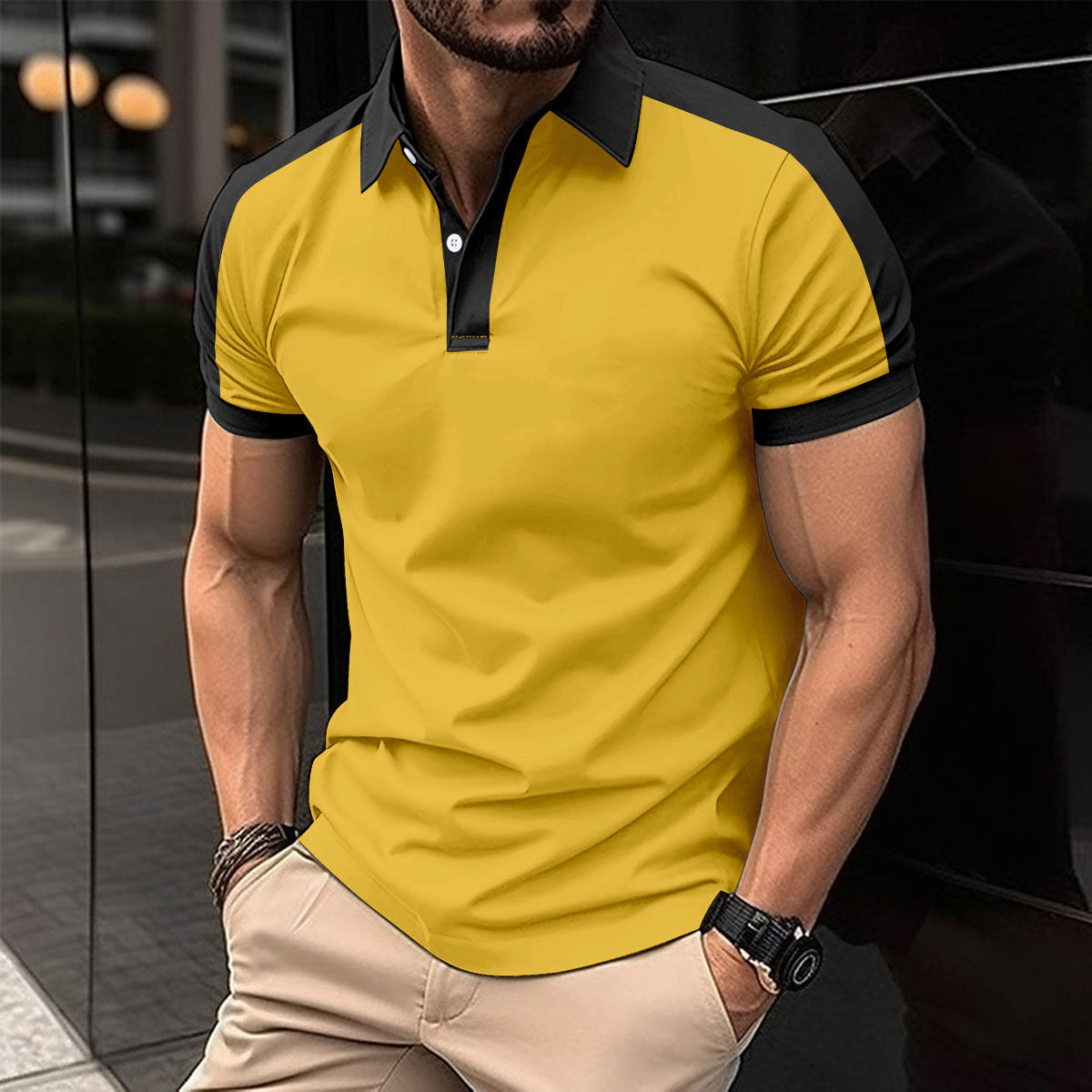 Camisa de negocios de manga corta para hombre Polo informal veraniego