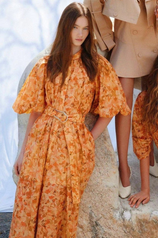 Dane - Vestido midi estampado con cinturón