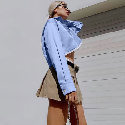 Jane - Camisa cruzada desestructurada con botones de efecto lavado