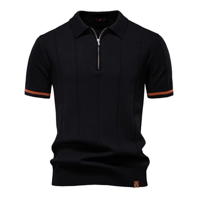 Polo deportivo hombre manga corta cremallera blanco elegante - Leandro