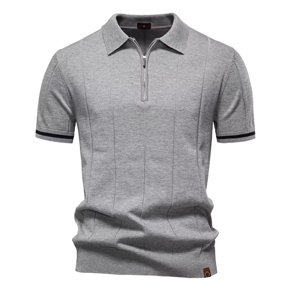 Polo deportivo hombre manga corta cremallera blanco elegante - Leandro